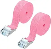 uxcell 1" x 11 ft Lashing Strap with Buckles, 2 Pcs Cam Buckle Tie Down Straps Adjustable Heavy Duty Secure Cinch Straps Up to 551 lbs for Cargo Kayak Bicycles, Pink