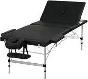 Zenses Massage Table, 85cm Portable Aluminium Massages Therapy Bed Headrest Chairs, Folding 3 Fold Beauty Spa Waxing Bounes Cover Covers Carry Bag, Black