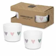 PPD Heart Infusion Egg Cup Set 2 pcs Egg Cup Egg Holder New Bone China White