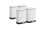 SOGA 4X Foot Pedal Stainless Steel Rubbish Recycling Garbage Waste Trash Bin Rectangular Shape 12L White