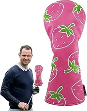 Golf Club Head Covers - Golf Driver Head Covers | Long Neck Mesh Golf Club Headcovers | Protective Strawberry Weather-Resistant Stylish Golf Club Head Covers for Outdoor Practice Driving Range Vacati