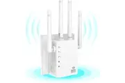 WiFi Range Extender Signal Booster, 1200Mbps Dual-Band Extender for Home, Up to 12880 sq.ft Coverage, Supports 105 Devices, 4 External Antennas, WiFi Extender for Home Office, Ethernet Port(White)