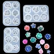 FineInno 3Pcs 3D Flower Silicone Molds Daisy Resin Moulds Sunflower Crystal Molds Craft Mould Jewelry Pendants Mould Earrings Necklace Making Tool (3D Flower Silicone Molds)