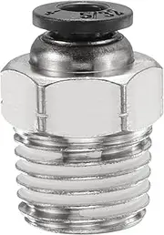 uxcell Push to Connect Fittings 5/32" Tube OD x 1/4" NPT Thread Male Straight Union Fittings Copper Quick Connect Pneumatic Fittings for Semi Truck Trailers Air Brake System, Black