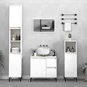 VRAXO Bathroom Cabinet White 65x33x60 cm Engineered Wood -18.58KG,819828
