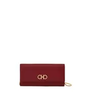 Ferragamo Chain Gancini Wallet One size wine red