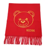 在飛比找蝦皮商城優惠-MOSCHINO 泰迪熊臉純羊毛寬版流蘇圍巾(007 紅色)
