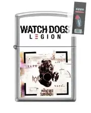 Zippo 2438 Watch Dogs Legion Ubisoft Chrome Finish Lighter + FLINT PACK