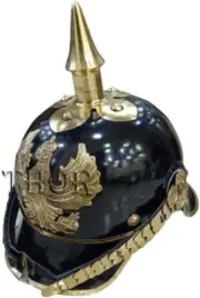 Medieval Prussian Pickelhaube Helmet With FR Badge Military Officer Spike Helmet