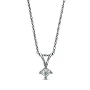 0.17 CT. Princess-Cut Natural Clarity Enhanced Solitaire Tilted Pendant in 14K White Gold (J/I3)