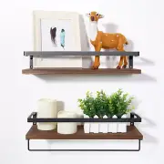 2PCS Wall Mounted Floating Shelves Rustic Wood Bedroom Living Room Decro Set