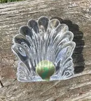 NEW Vintage Waterford Crystal Clear Paperweight Clam Shell Shaped 3” Seashell