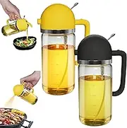CXINYI 17oz Olive Oil Dispenser - 2 in 1 Oil Dispenser and Oil Sprayer - 500ml Oil Bottle with Pourer - Oil Sprayer for Cooking, Kitchen, Salad, Barbecue 2 pcs Black & Yellow