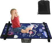 Kids Airplane Footrest Portable Kids Airplane Seat Extender Colorful Airplane Foot Hammock Breathable Toddler Airplane Bed Travel Essentials with Storage Bag for Kids Toddlers 79x44cm(Starry Blue)