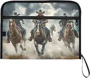 YMXFXP Expandable Filing Folder Cowboy Rain Horse, 13-Pocket Funny Cute Design with Sticky Labels, A4 Letter Size Document Organizer for Office, School, Boys, Girls