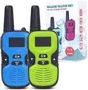 linzezon Walkie Talkies for Kids 2 Pack, Long Distance 10 Channel, Built-in Flashlight, Key Lock, Auto Power Saving, Gifts for Boys Girls Kids Toys 3-12 Year Old(DarkBlue,Green)