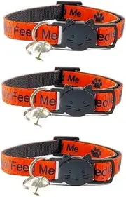 Worded Cat Collars – Please Do Not Feed Me/I Am Microchipped | Safe Quick Release Breakaway Buckle | Zacal Cat Collars - Orange/Black, Please Do Not Feed Me