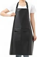 Waterproof Leather Apron For Women & Men, Apron With Pockets, Oilproof Black Apron For Kitchen,Garden,Dishwashing,Lab,Dog Grooming