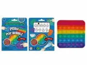 SILICONE PUSH POP BUBBLE GAME SQUARE 12.6CM RAINBOW 1 PC FIDGET NOVELTY