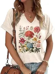 [Ovazly] Mama Retro V Neck Shirts for Women Vintage Mama Mommy Mom Bruh Life T Shirts Mother's Day Tops Tee Gifts