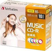 Mitsubishi Chemical Media MUR80FX10D1-B CD-R for Music, 80 Minutes, 10 Sheets, 0.2 inch (5 mm) Plastic Case, 5 Color Mix