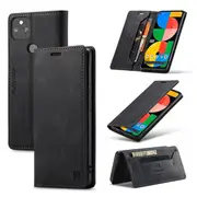 AutSpace For Google Pixel 5A 5G Case RFID Blocking Retro Flip Premium Leather Card Holder Wallet Cover - Black