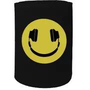 Alcohol Stubby Holder - Headphone Smiley Dj Face Rave - Funny Novelty Birthday Gift Joke Beer