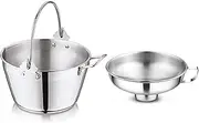Penguin Home® 5L Maslin Pan with 14cm Wide Neck Jam Funnel|Stainless Steel Pot with Steel Canning Funnel for Preserving|Combo Maslin Pan & Jam Funnel with Side Handle|…
