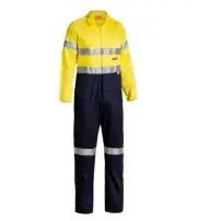 Bisley Workwear Taped Hi-Vis Lightweight Coverall BC6719TW Yellow/Navy Size 87R