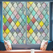 Frosted Rainbow Lattice Glass Window Film Stained Window Sticker