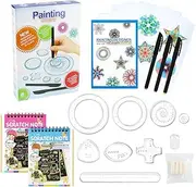 PJHAJH Spiral Drawing Toy Set, Drawing Flower Ruler Toy Set, Spirograph Design Set, DIY Painting, Creative Toy, Suitable for Adults and Children, Pack of 32