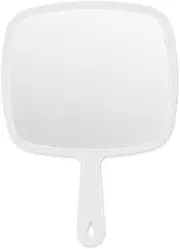 BEFUI Extra Large Handheld Mirror，Hand Salon Mirror with Handle for Barbers, Hairdressing (White，12.4" Lx 9" W)