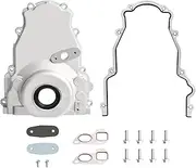 Aluminum LS Front Timing Cover Set w/Crank Gasket and Bolts Compatible with 2005-2017 Chevy LS2 LS3 Non-VVT Gen IV LSX, 12600326