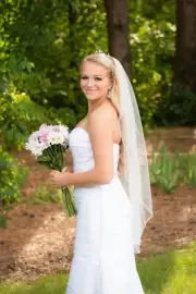 Wedding Veil Waltz 54 inch Ivory C332 Fingertip crystal & pearl edge