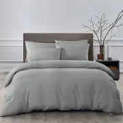 Royal Comfort 2000TC 6 Piece Bamboo Sheet & Quilt Cover Set Cooling Breathable - Queen - Grey