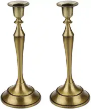 Metal Taper Candle Holder Set of 2 Bronze Candlestick Holder Candelabra Candle