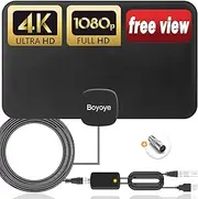TV Aerial, Boyoye 2024 Newest Indoor TV Aerial Long 280+ Miles Range - Support 4K 1080p HD VHF UHF All TV's - Indoor Smart Amplifier Signal Booster - 16.5ft Coax HDTV Cable (2024NEW DZ280)