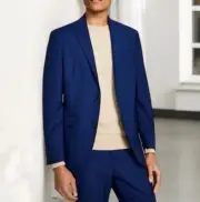 Kenneth Cole Reaction Mens Techni Cole Slim Fit Suit Jacket Blue Size 44S NWT