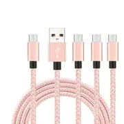 Catzon 1M 2M 3M 4Packs Micro USB Cable Nylon Braided Phone Cable Fast Charger Cable USB Cord -Pink White