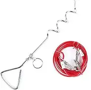 MINGTAISILIAOZD 3M/5M/10M Outdoor Pet Leash With Dog Fixed Pile Metal Screw Stake For Camping Garden Ground Steel Wire Dogs Leads Leashes Set (Color : Red, Size : With 5M Leash)