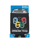 Your Text Drinking Team Rings Personalised Novelty Stubby Holder With Base Gift