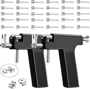 [Rebim] Reusable Ear Piercing Gun, 66PCS Self Piercing Earrings Set Ear Piercing Gun kit, Nose Navel Lip Ears Piercer Body Piercing Tools(Black)