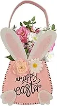 Easter Bunny Basket - Small Rabbit Easter Bucket with Ear, Cute Easter Bucket with Ear, Festivel Tote with Ear, Easter Parties Decoration, Reusable Bag with Handle, Egg Treat Bag for Holiday & Home