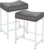 Bar Stools Set of 2, Counter Height Bar Stools with Thick Saddle Cushion ​And Ba