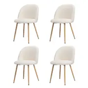 Oikiture 4x Dining Chairs Sherpa Wooden White