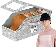 Hats Organizer for Baseball Caps - Zip Closure Hat Storage Cases, Foldable Cap Display Box | Space Saving Closet Hat Container with Transparent Drawer Lid, Dustproof Cap Storage Stackable Organizer