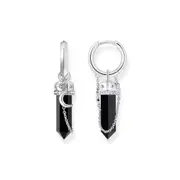 Buy Hoop earrings with onyx in hexagon-shape and small chain by Thomas Sabo online - THOMAS SABO Australia