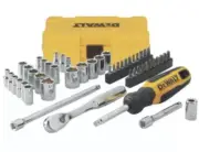 Dewalt Socket Set Tool Kit Spinner Handle Bit Adapter Ratchet Wrench 50 Piece