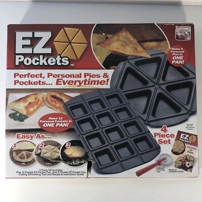 New EZ Pockets As Seen on TV Pie Pan 4 Piece Set bake recipes Trimming tool
