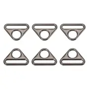 0.79" Adjuster Triangle with Bar Swivel Clip D Dee Ring Buckle, 6Pcs Dark Grey